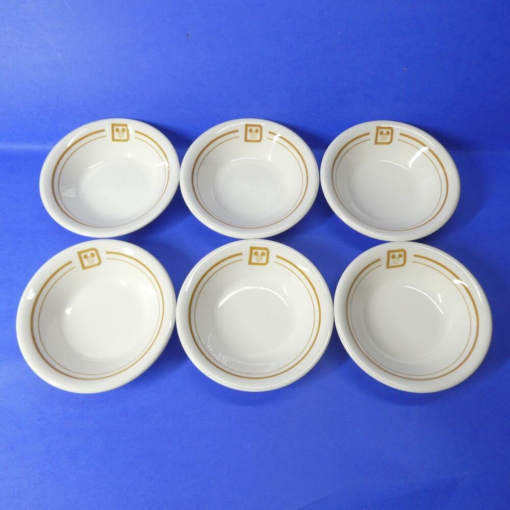Walt Disney World Restaurant Set 6 Fruit Bowls Vintage Disney Logo Buffalo China